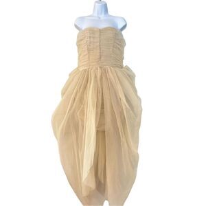 Lamarque Women's Beige Pixie Corset Tulle Long Dress Size L Formal